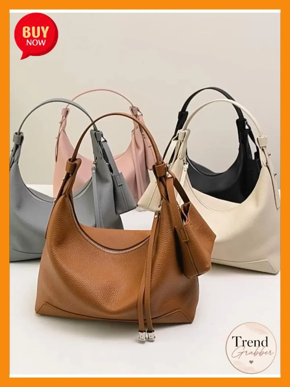 Genuine Leather Crossbody Hobo Bag for Women with Adjustable Strap